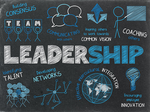 Leadership sketch notes on a blackboard