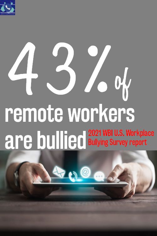 Participate in the bullying prevention month activites because 43% of remote workers are bullied 2021 WBI U.S. Workplace Bullying Survey report