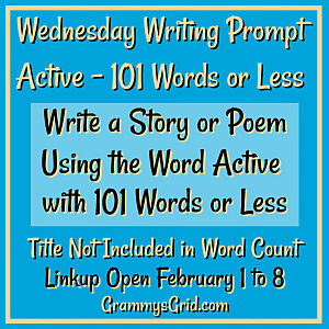Wednesday writing prompt word active 101 or less badge by Grammys Grid