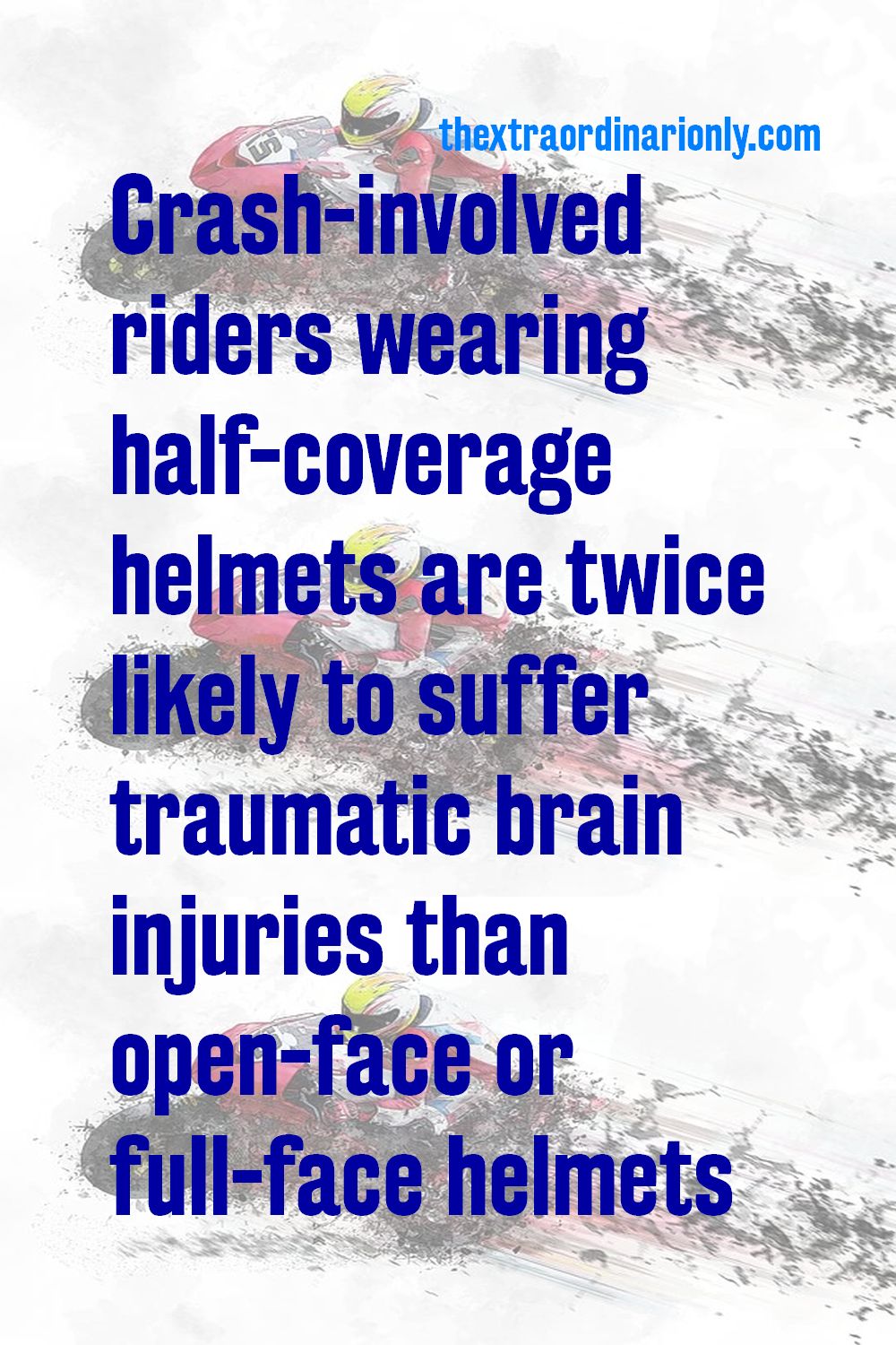 crash-involved riders wearing half-coverage motorcycle helmets were twice as likely to suffer traumatic brain injuries 