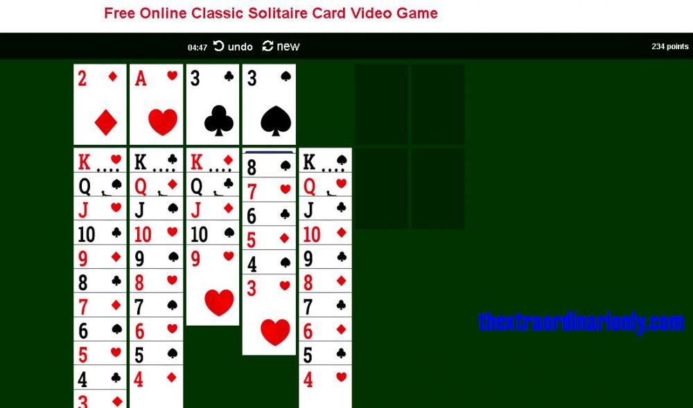 over 230 points later in playing Solitaire free online classic card video game