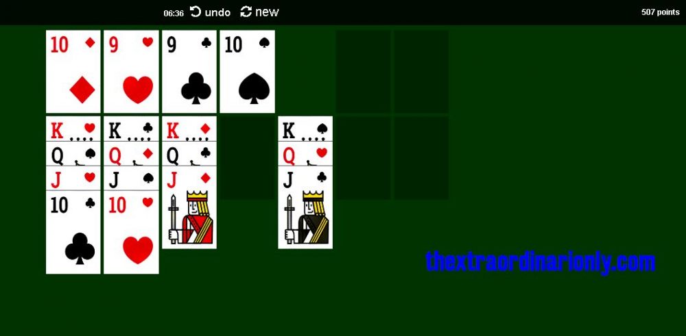 over 500 points later in playing Solitaire for free 